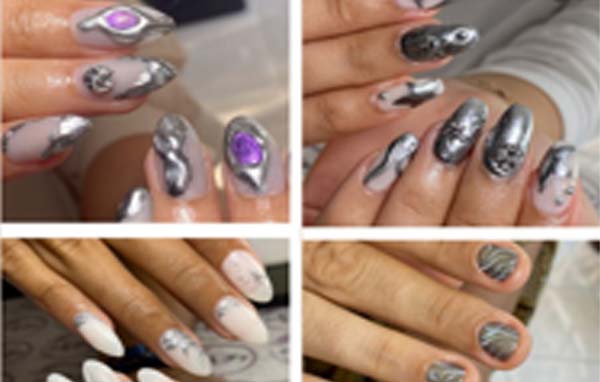 Metal 3d Art On Natural Nails With Nail Tip